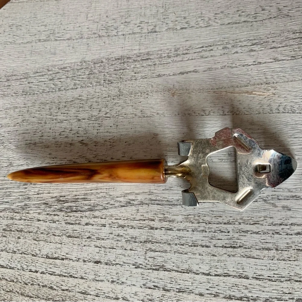 Vintage Bakelite Can Bottle Jar Opener Butterscotch Swirl Barware Kitchenware